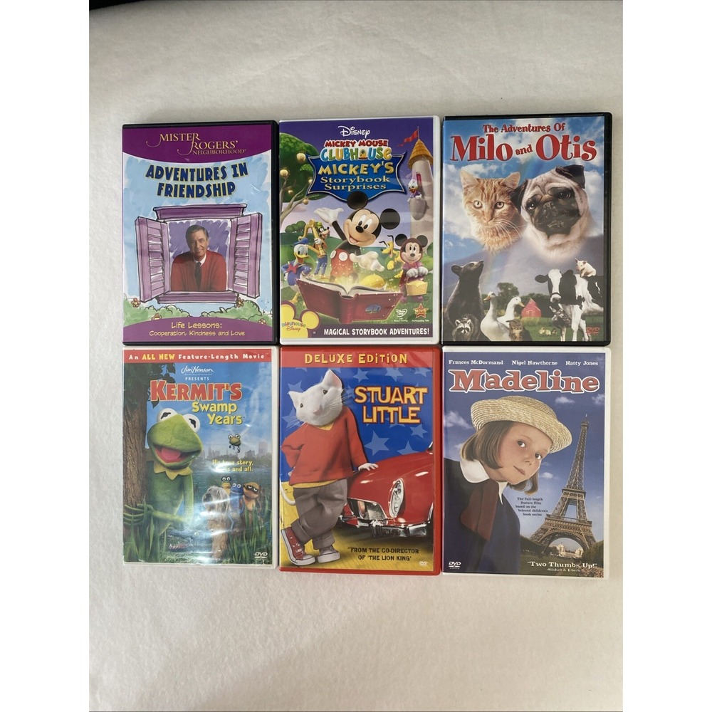 Children's DVD‎ Movies Lot Rodger Mickey Milo Otis Madeline Stuart Little Kermit